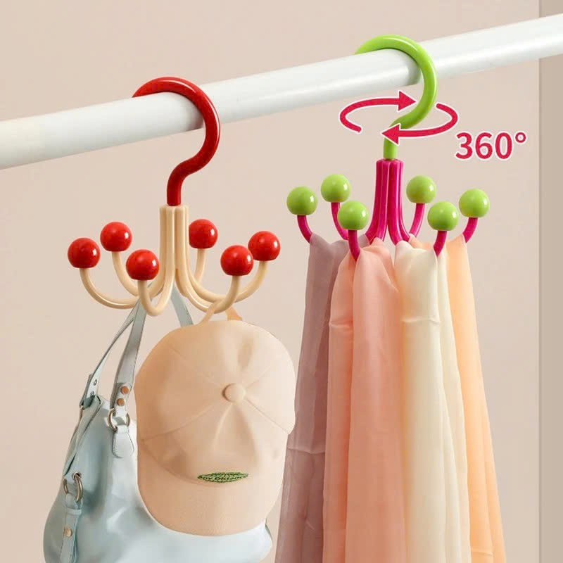 Set 3 Móc Treo Đồ 6 Chấu Bi Xoay 360° – Treo Quần Áo, Nội Y, Mũ, Túi Xách – Gắn Thanh Tủ, Tiết Kiệm Không Gian, 13x15cm - HÀNG CHÍNH HÃNG MINIIN