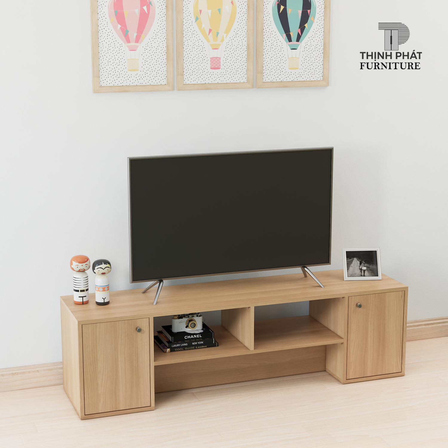 KỆ TIVI PHÒNG KHÁCH ĐẸP, HIỆN ĐẠI DÀI 1M4 - THỊNH PHÁT FURNITURE KTV-TP06 (140cm x 50cm x 40cm)