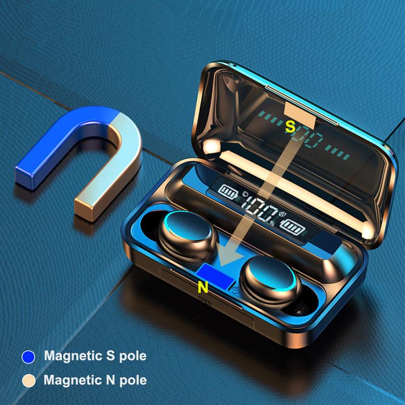 F9 TWS Chống Nước Không Dây Tai Nghe 9D Sâu Bluetooth Âm Thanh Tai Nghe 5.0 Loại Bỏ Tiếng Ồn Tai Nghe Thể Thao Điều Khiển Cảm Ứng