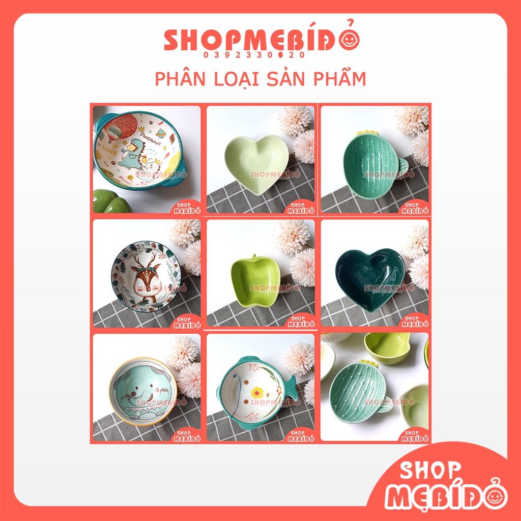 Bát Ăn Dặm Gốm Sứ Màu Xanh Lá Nhiều Hình Cho Bé