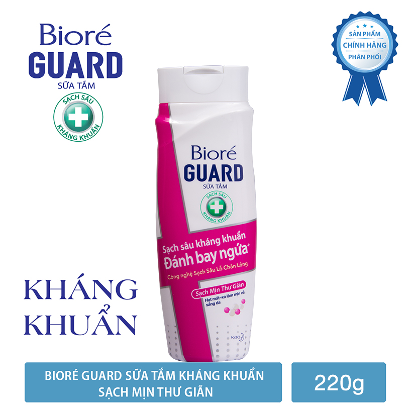Sữa Tắm Sạch Sâu Kháng Khuẩn Sạch Mịn Thư Giãn Biore Guard 220g
