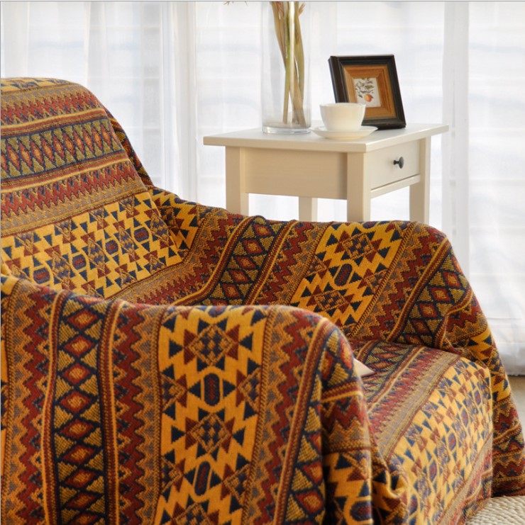 Khăn trải Sofa Vàng Thổ Cẩm trang trí phong cách Bắc Âu
