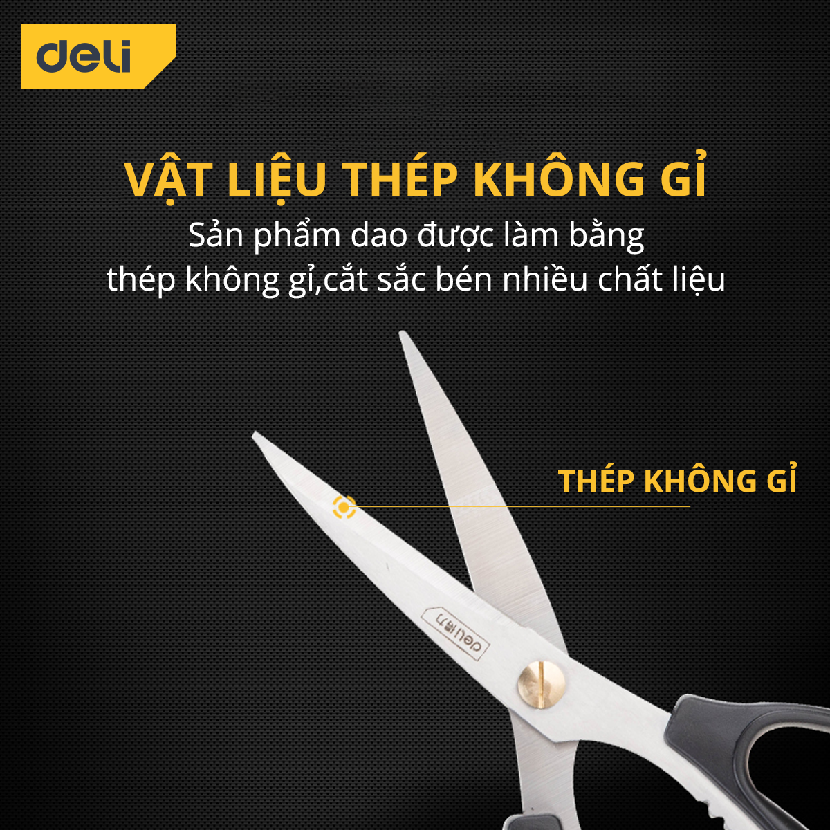 Kéo Cắt Đa Năng Deli Cao Cấp - Lưỡi Cắt Sắc Bén - Chất Liệu Thép Không Gị, Tay Cầm Nhựa Chống Trơn Trượt - DL2614