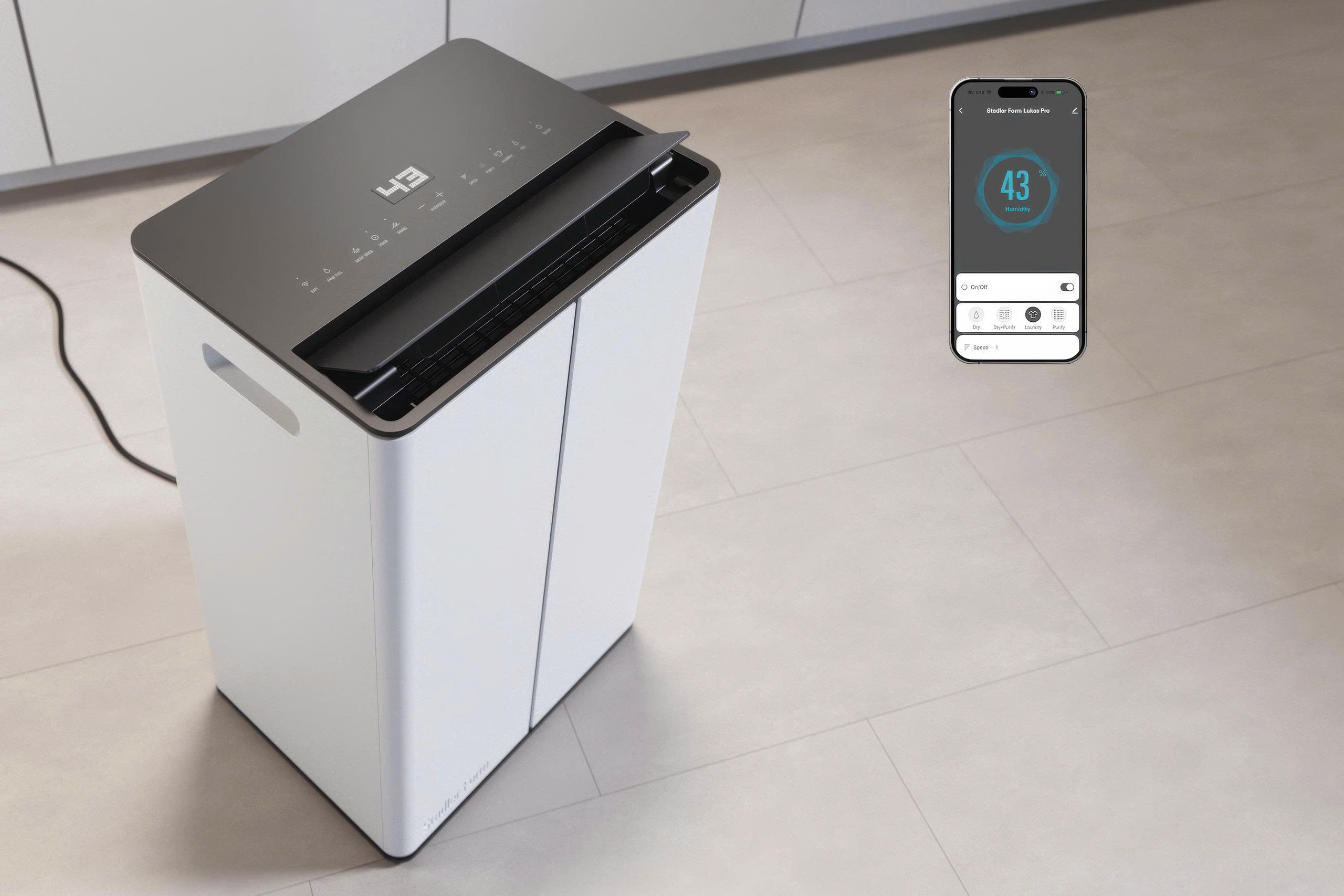 Máy Hút Ẩm Lọc Không Khí Stadler Form Lukas Pro - 50L/Ngày, Màng HEPA, Wifi, Sấy Quần Áo, Hàng chính hãng