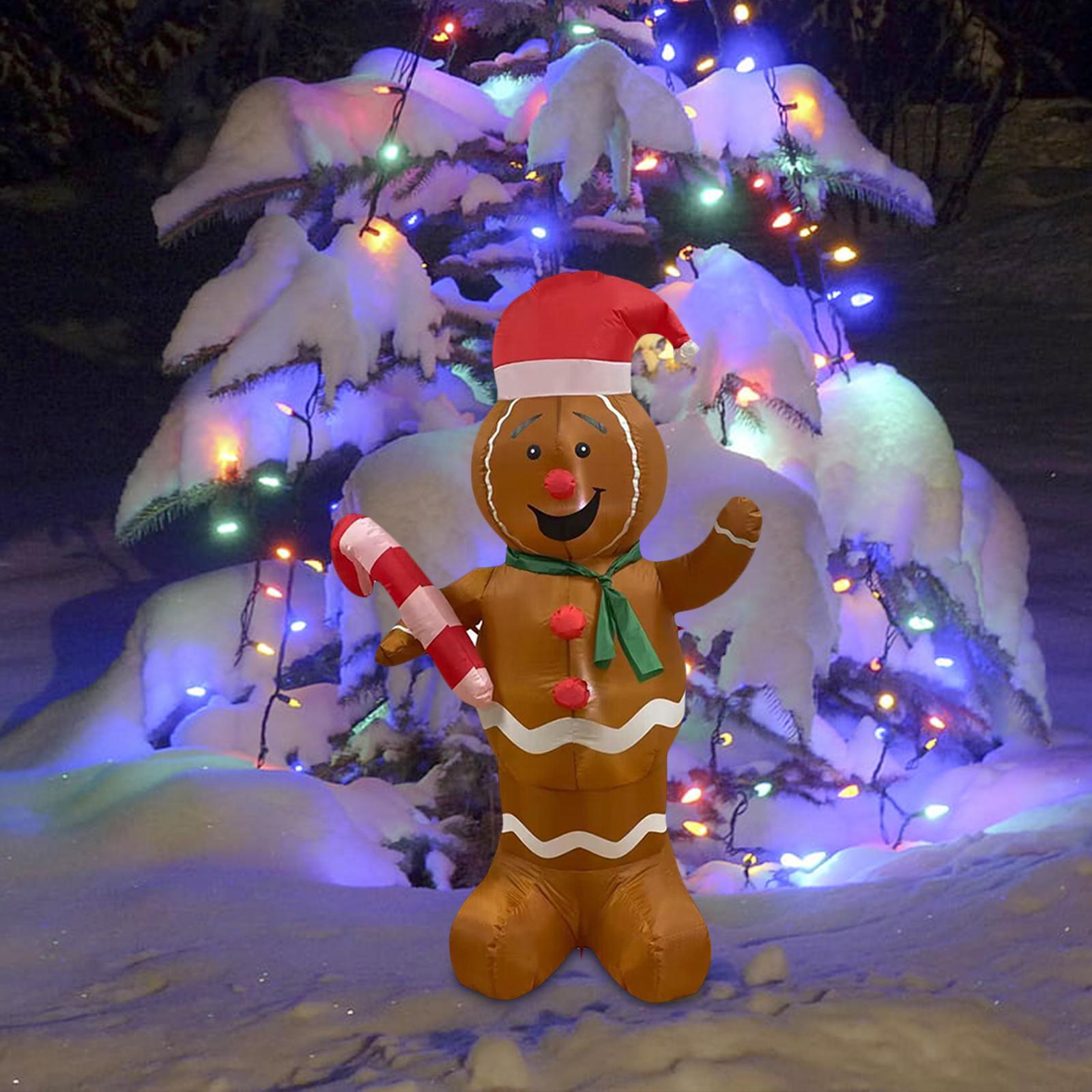 5ft Festive Decoration Gingerbread Man with LED Lights Reusable ,Adorable Inflatable for Yard Indoor Party Decoration Outdoor Decorations