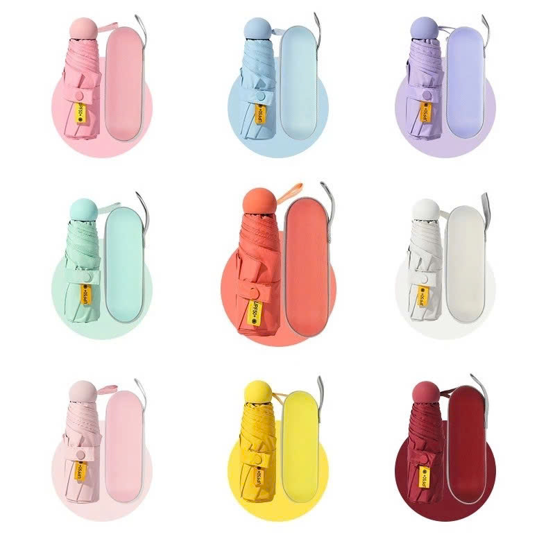 Ô Dù Gấp Gọn Mini 19cm, Dù Che Mưa, Dù Chống Tia Uv Mini Siêu Gọn 8 Xương, Có Hộp Đựng Chống Sốc - Hàng Chính Hãng - Giao Màu Ngẫu Nhiên