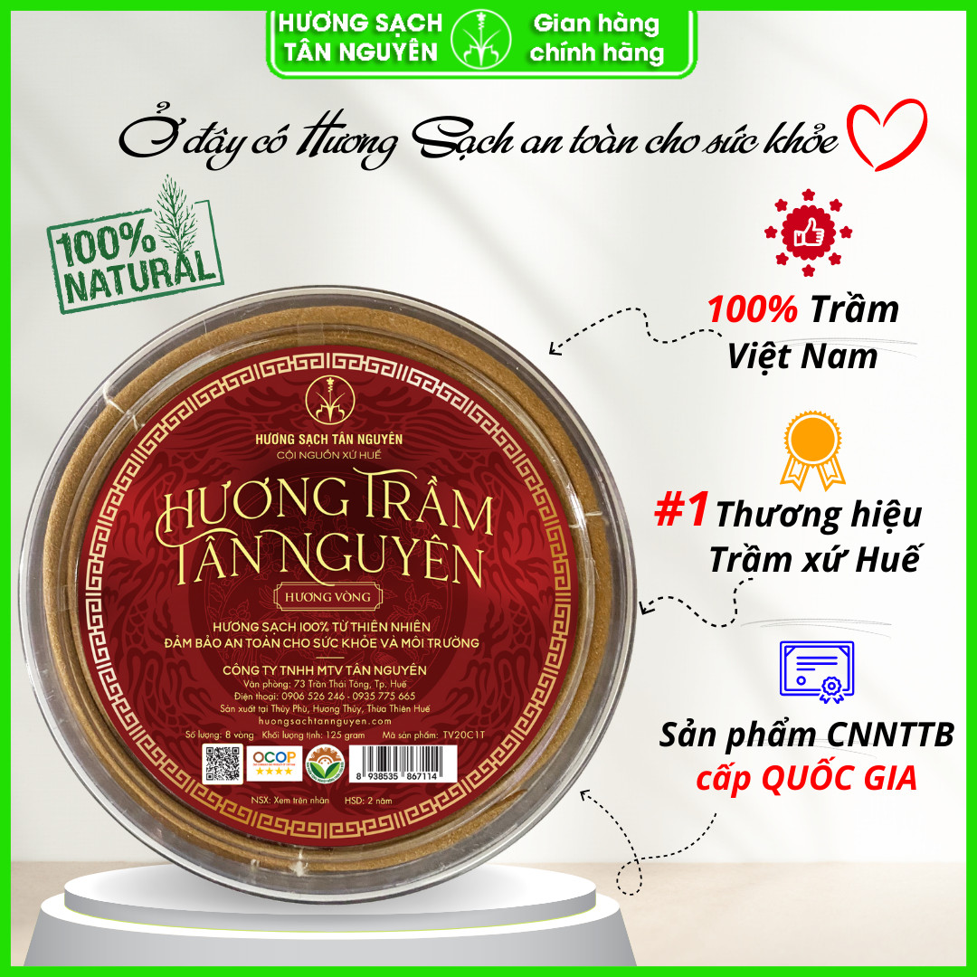 NHANG TRẦM KHOANH Tân Nguyên 11h - Trầm sạch 100% thiên nhiên, không pha trộn, không hóa chất - TV20C1T