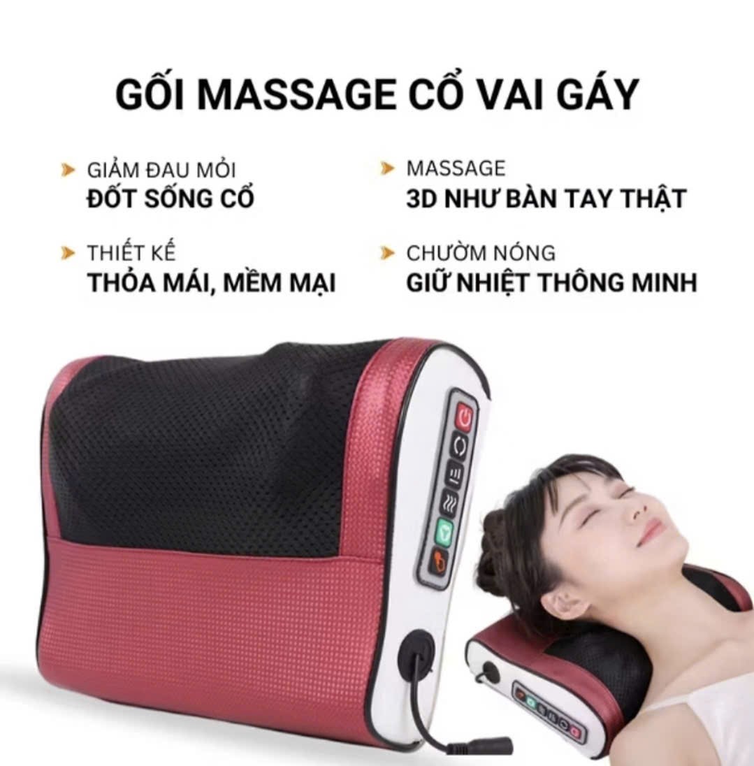 gối massage cổ vai gáy giúp giảm đau mỏi ngủ ngon lưu thông máu giảm mệt mỏi