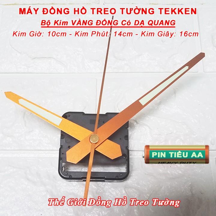 Máy Đồng Hồ Treo Tường Cao Cấp TEKKEN T5 Kim Nhảy - Bộ Kim DẠ QUANG Vàng đồng hoặc Đen - Pin Tiểu AA - Bảo Hành 1 Năm