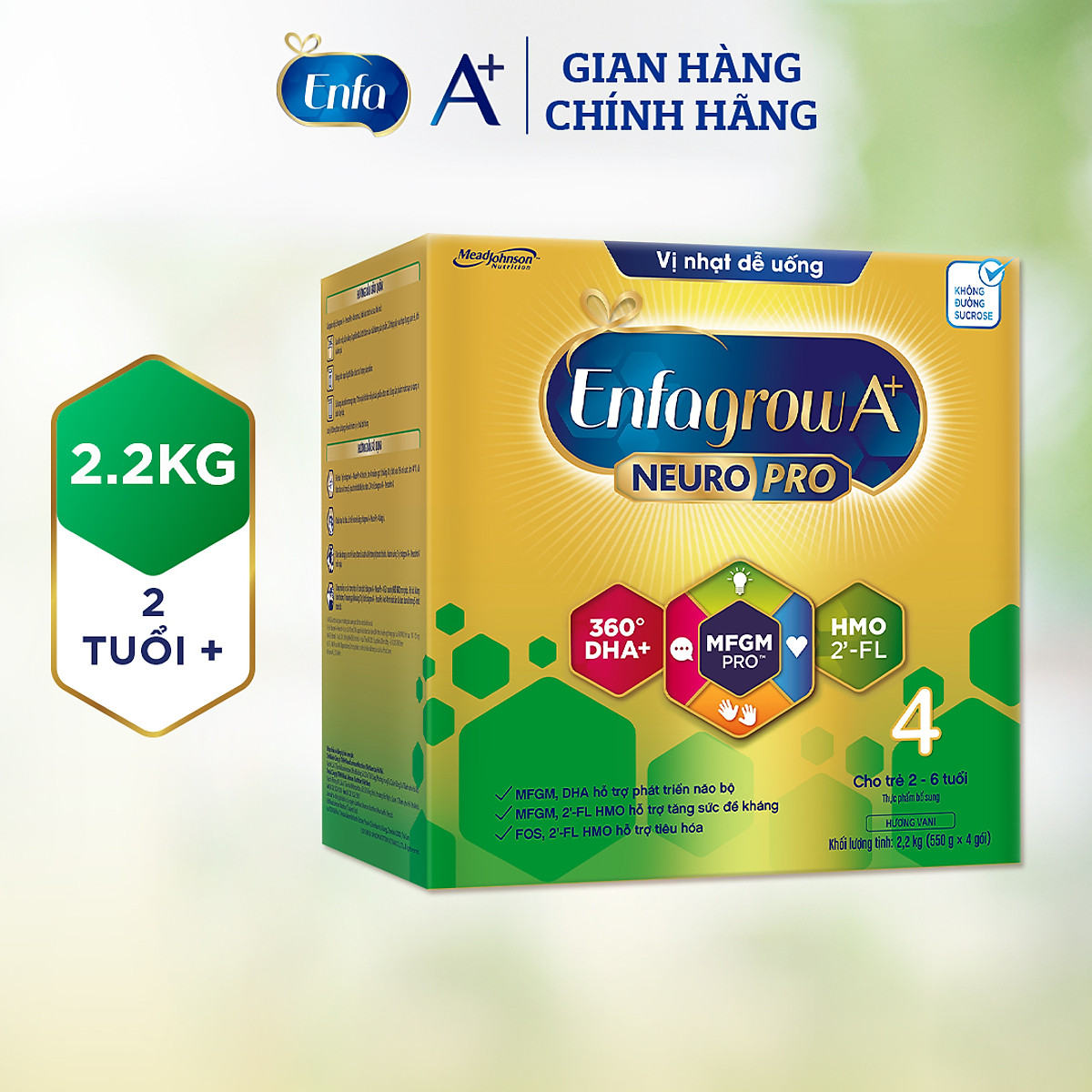 [Tặng 1 lon 1.7kg] Bộ 3 hộp Sữa bột Enfagrow A+ Neuropro 4 Vị nhạt dễ uống – 2.2kg/hộp (2-6 tuổi)