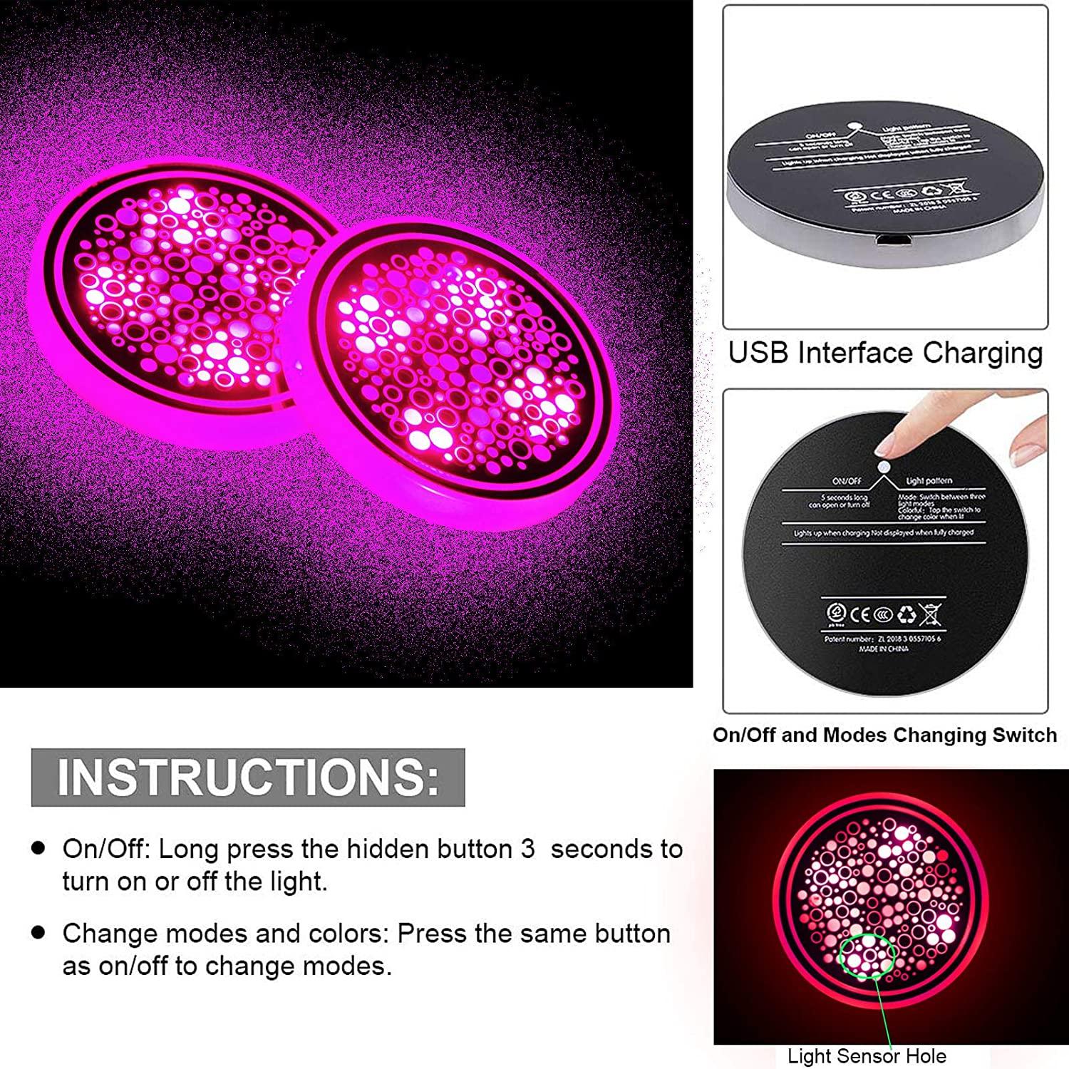 Đèn LED giữ cốc xe, 7 màu và 4 hiệu ứng ánh sáng thay đổi