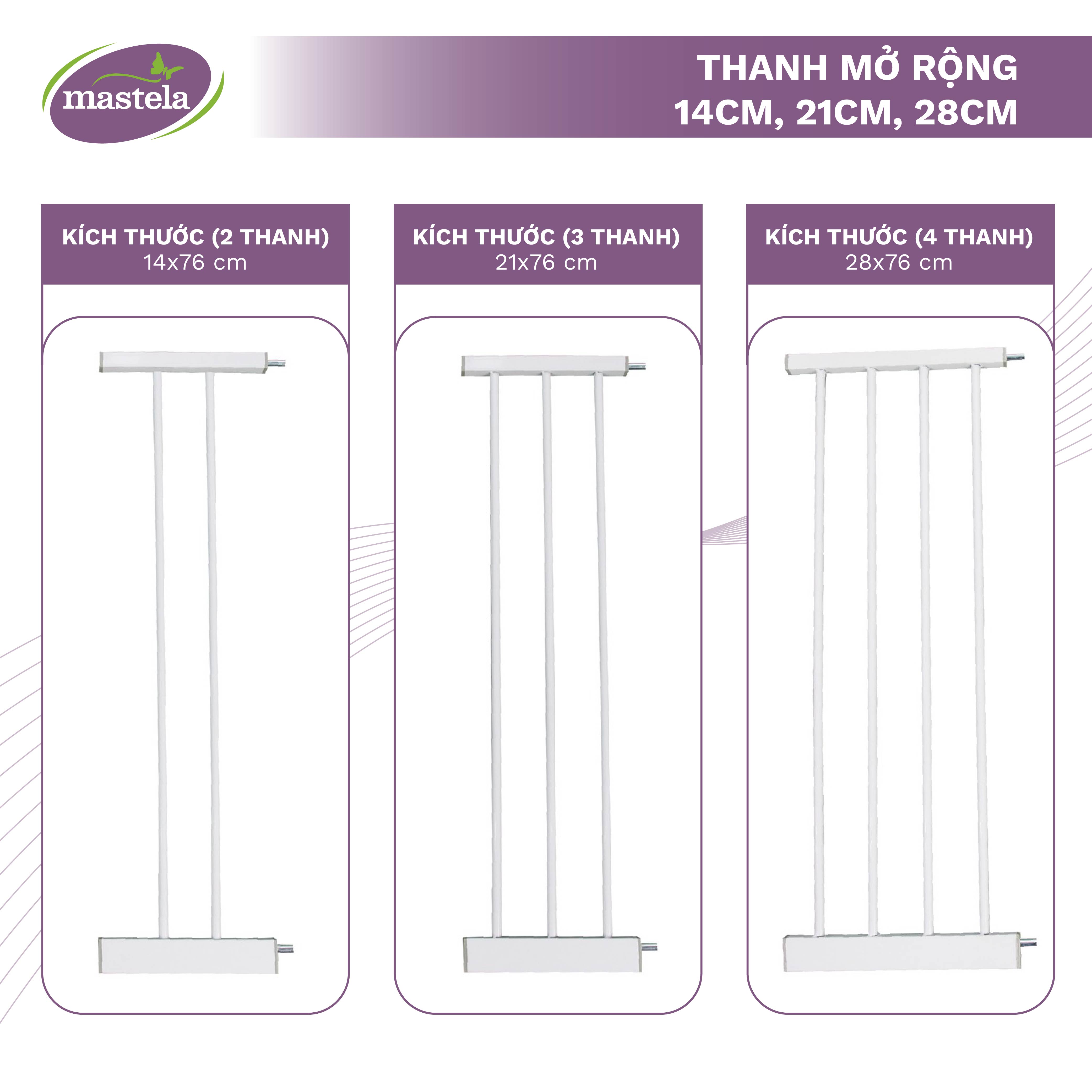 Thanh chắn cửa, chắn cầu thang chính hãng Mastela D04 bảo vệ an toàn cho bé, Không cần khoan tường, có thể thanh mở rộng