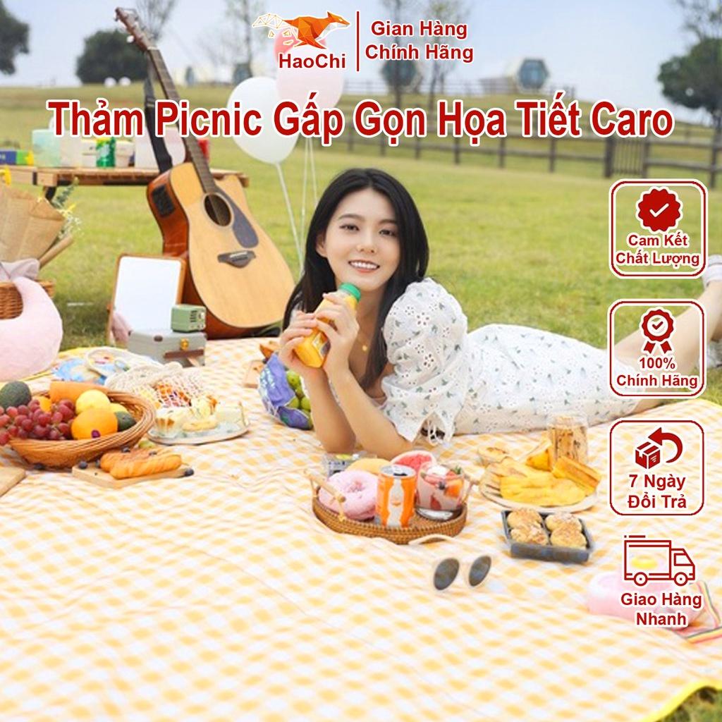 Thảm đi picnic du lịch gấp gọn dã ngoại chống nước cao cấp họa tiết caro tấm trải đi biển camping giá rẻ -màu ngẫu nhiên