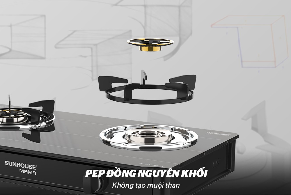BẾP GAS DƯƠNG KÍNH SUNHOUSE MAMA MMB0910 - Hàng Chính Hãng