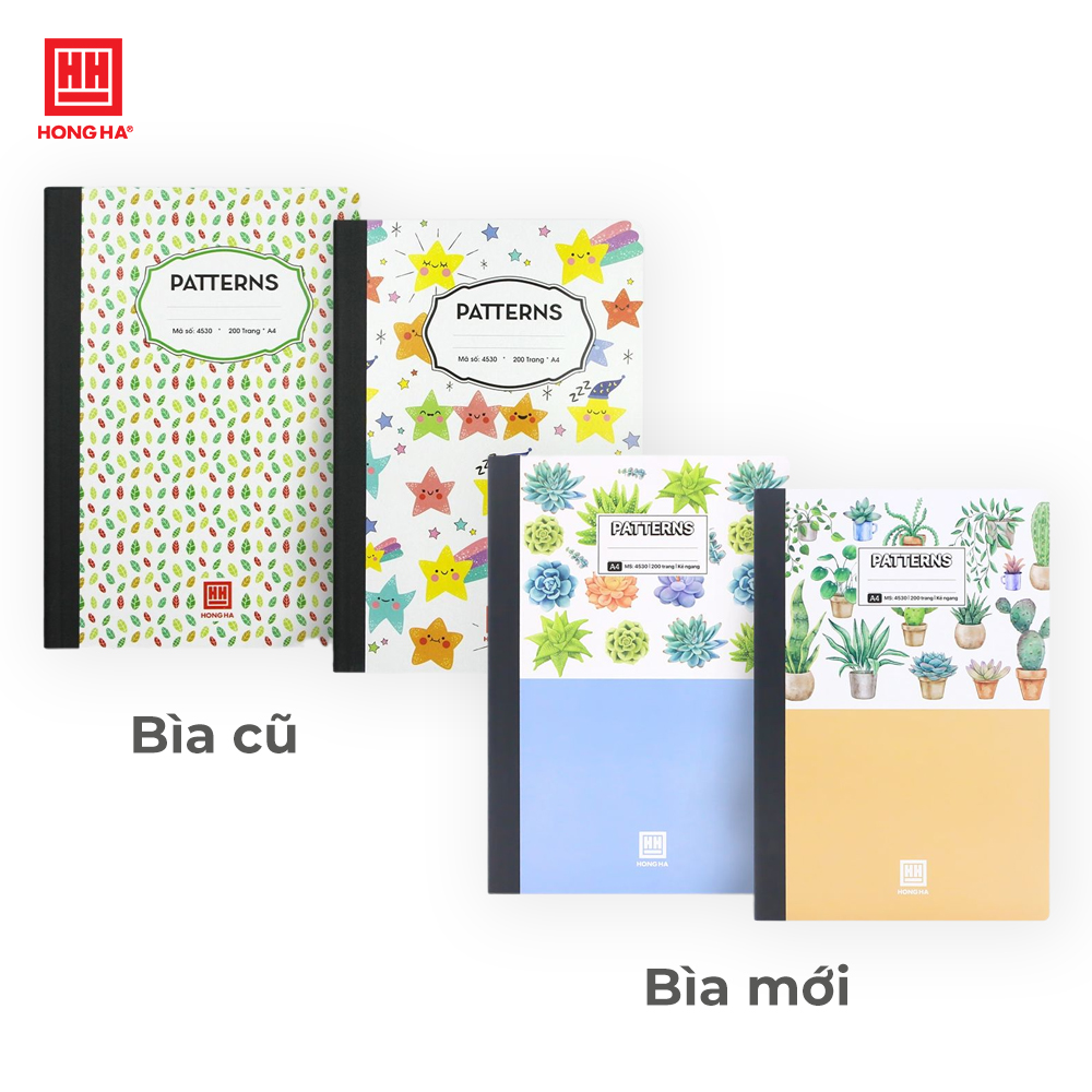 Sổ bìa bồi kẻ ngang A4 200 trang Hồng Hà Patterns  - 4530