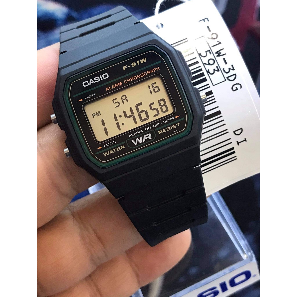 Đồng hồ nam dây nhựa mềm Casio F-91W-3DG