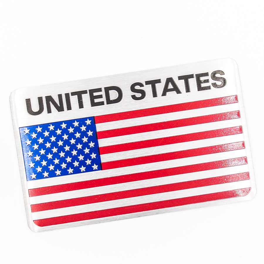 Sticker hình dán metal Cờ Mỹ - Miếng lẻ hcn UNITED STATES