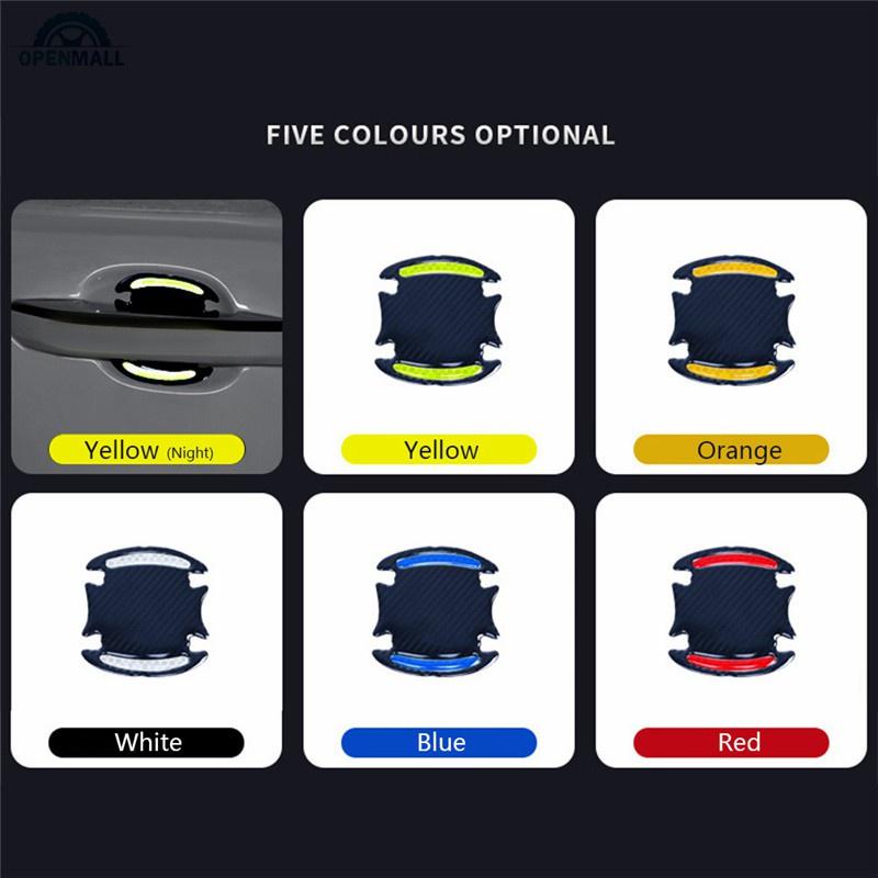 Bộ 8 Miếng Họa Tiết Sợi carbon 3d Phản Quang Dán Tay Cửa Hõm Cửa Dán Phản Quang ben đêm Chống Trầy Xước Trang Trí Xe Hơi