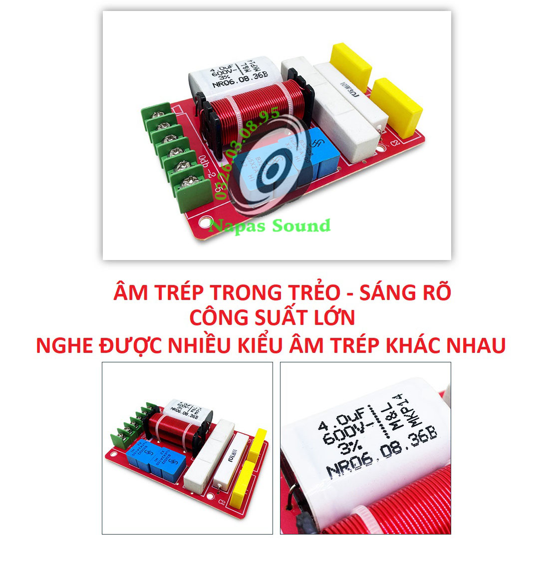 PHÂN TẦN LOA TRÉP 450 750 CÓ ĐIỀU CHỈNH ÂM - MẠCH PHÂN TẦN TRÉP RỜI - PHÂN TẦN LOA TREBLE KÈN