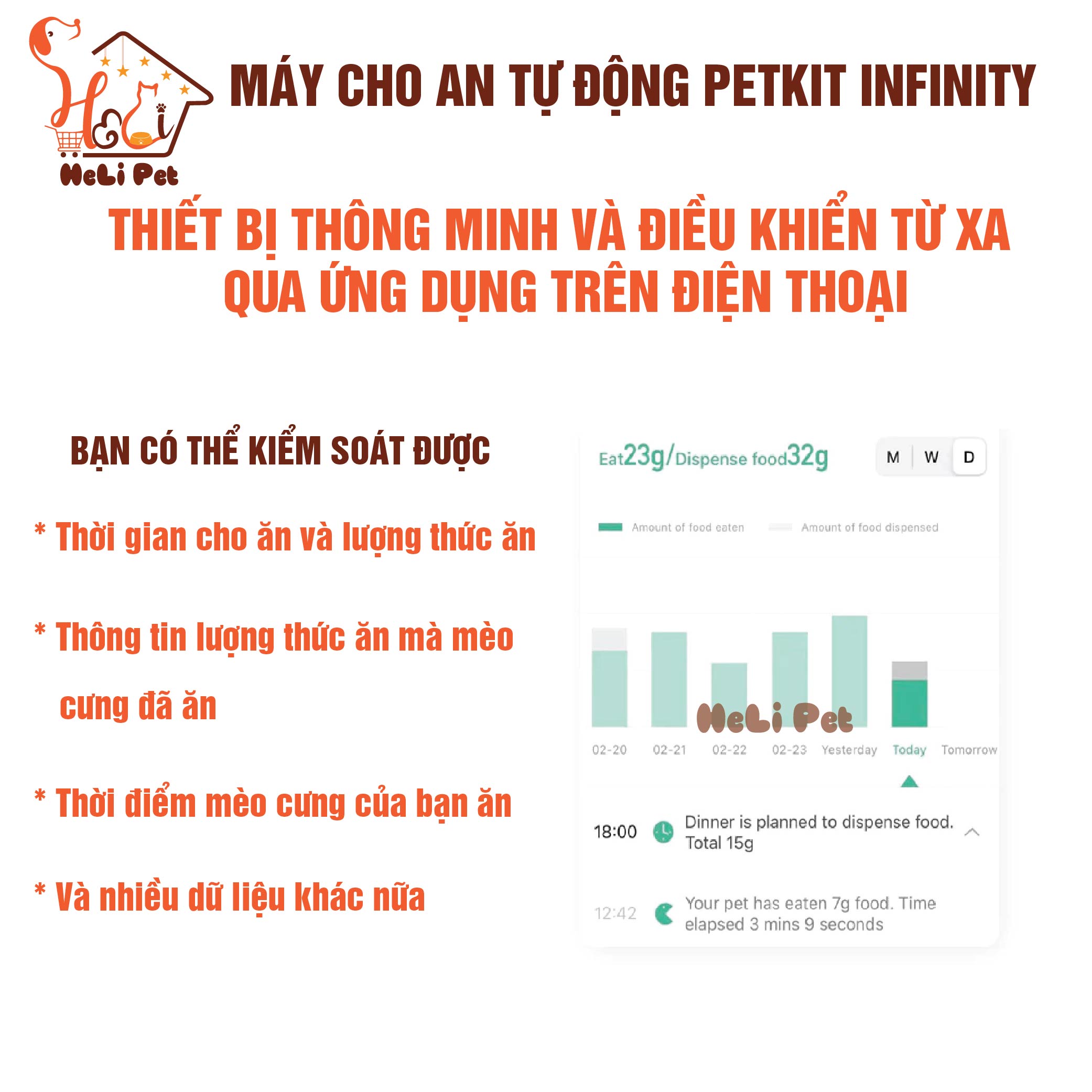 Máy Cho Mèo Ăn Tự Động, Máy Cho Chó Ăn Petkit Infinity - Element 3 Có Tính Năng Thu Âm Giọng Nói- HeLiPet