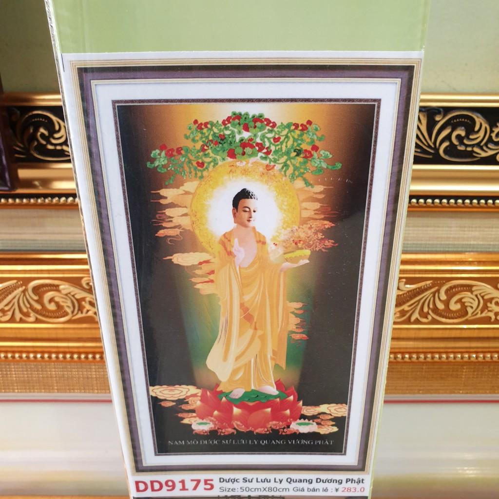 Tranh đính đá PHẬT DƯỢC SƯ LƯU LY QUANG VƯƠNG . Kích Thước: 80cm x 50cm