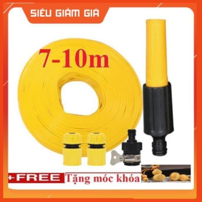 Bộ dây vòi xịt nước rửa xe, tưới cây . tăng áp 3 lần, loại 7m, 10m 206622-5 cút sập,nối đen+ tặng móc khoá