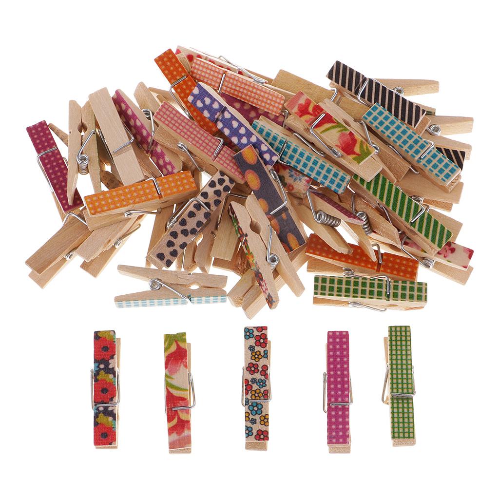 50X Nhà/Văn Phòng Màn Hình Hoa Văn Clothespins Ảnh Gỗ Giấy PEG DIY Quà Giáng Trang Trí Lễ Cưới Kẹp