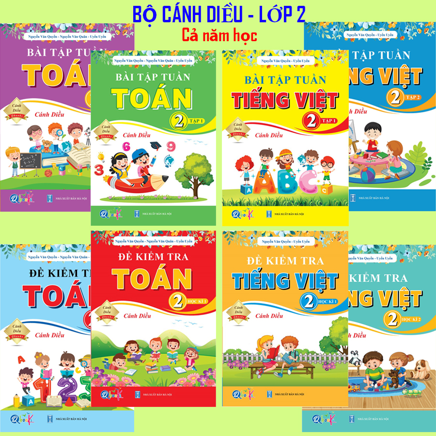 Trọn Bộ Bài Tập Tuần, Đề Kiểm Tra Toán và Tiếng Việt Lớp 2 - Cánh diều - Cả năm học (8 quyển)