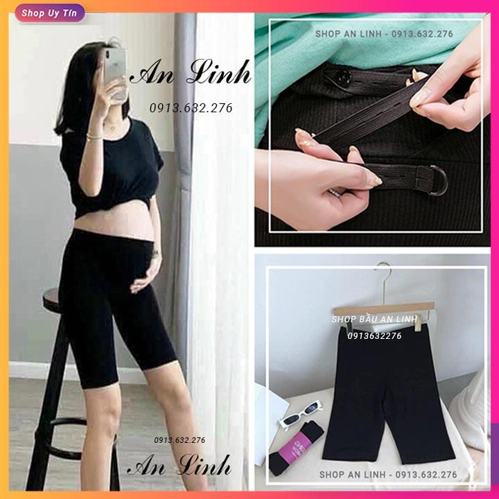 Quần bầu legging LỬNG trơn siêu đẹp co giãn thoải mái có chun chỉnh