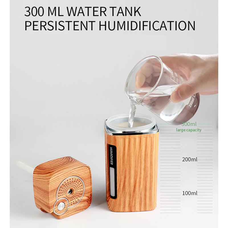 SaengQ Điện Máy Phun Sương Tạo Độ Ẩm Tinh Dầu Máy Khuếch Tán Tinh Dầu Siêu Âm Thanh Vân Gỗ Máy Tạo Độ Ẩm Không Khí USB Mini Phun Sương Tạo Đèn LED