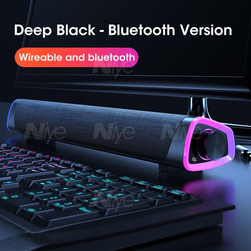 Máy Tính Để Bàn Loa Thanh 9D Âm Thanh Nổi Loa Siêu Trầm Loa Bluetooth Cho Macbook Laptop Notebook PC Đèn LED Loa Có Dây Color: Wired and Bluetooth