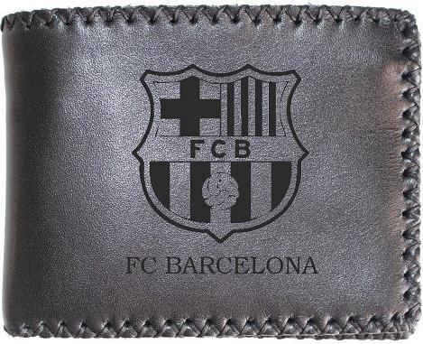 Ví Da Bò Nam Nữ Khâu Viền Khắc Hình Club Barcelona