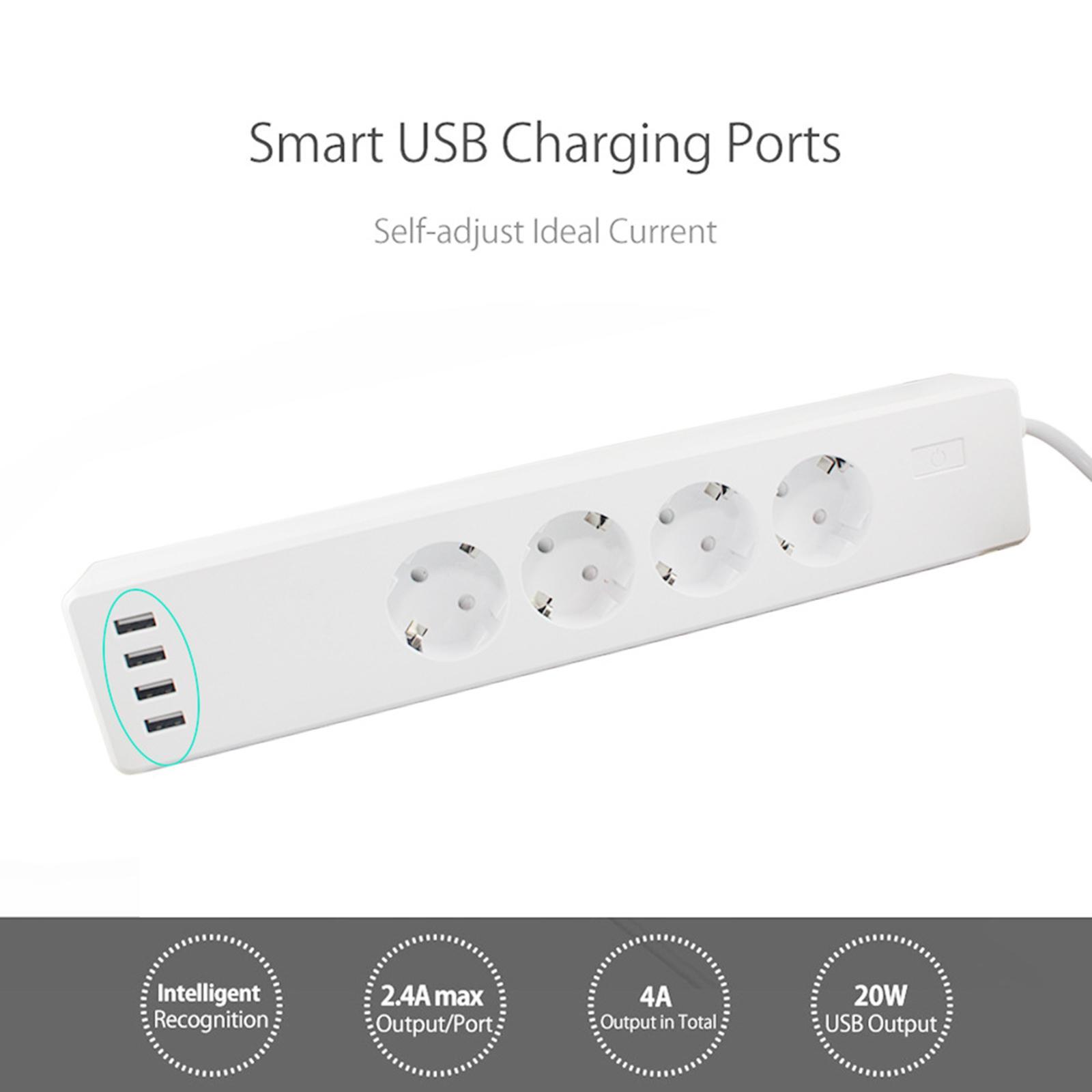 WiFi Smart Power Strip Extension 4 USB Ports Compatible with iOS for Home