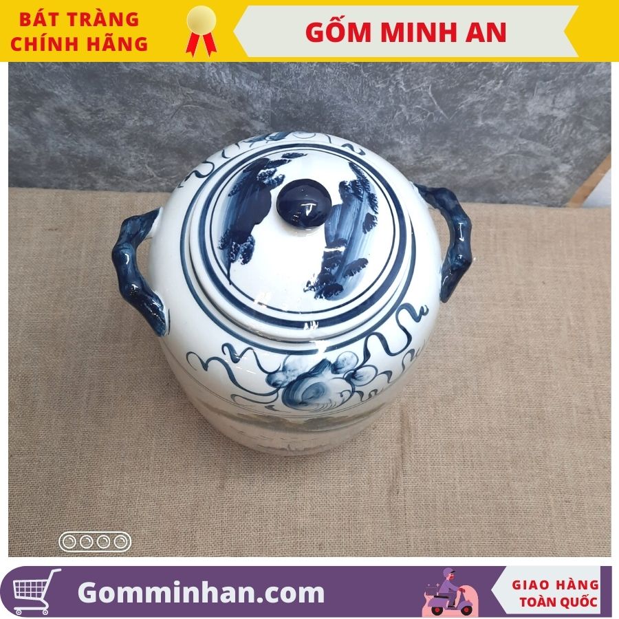 Hũ Đựng Gạo Chum Đựng Gạo Tài Lộc Gốm Bát Tràng dung tích 30l, đựng 25kg gạo- Gốm Minh An