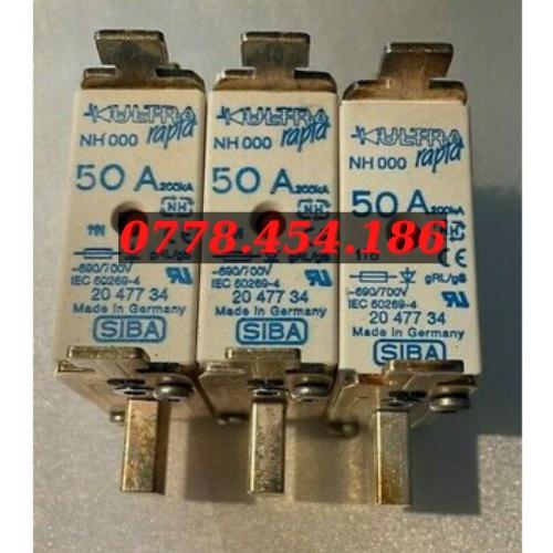 Cầu chì siba NH000 50A 690V 200kA  (mới 100%, Germany)