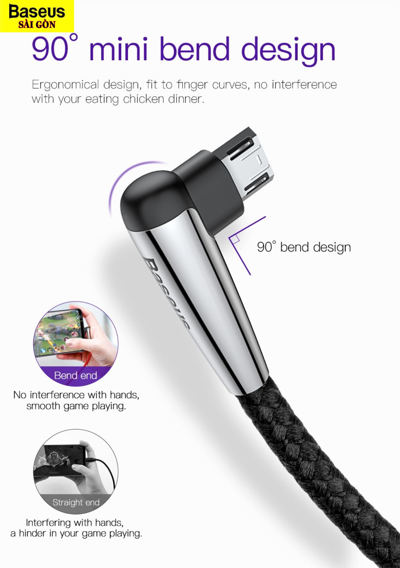 Cáp sạc nhanh Baseus Sharp Bird Micro USB cho Game thủ (Quick charge 3.0, MVP Metal MVP)- Hàng chính hãng