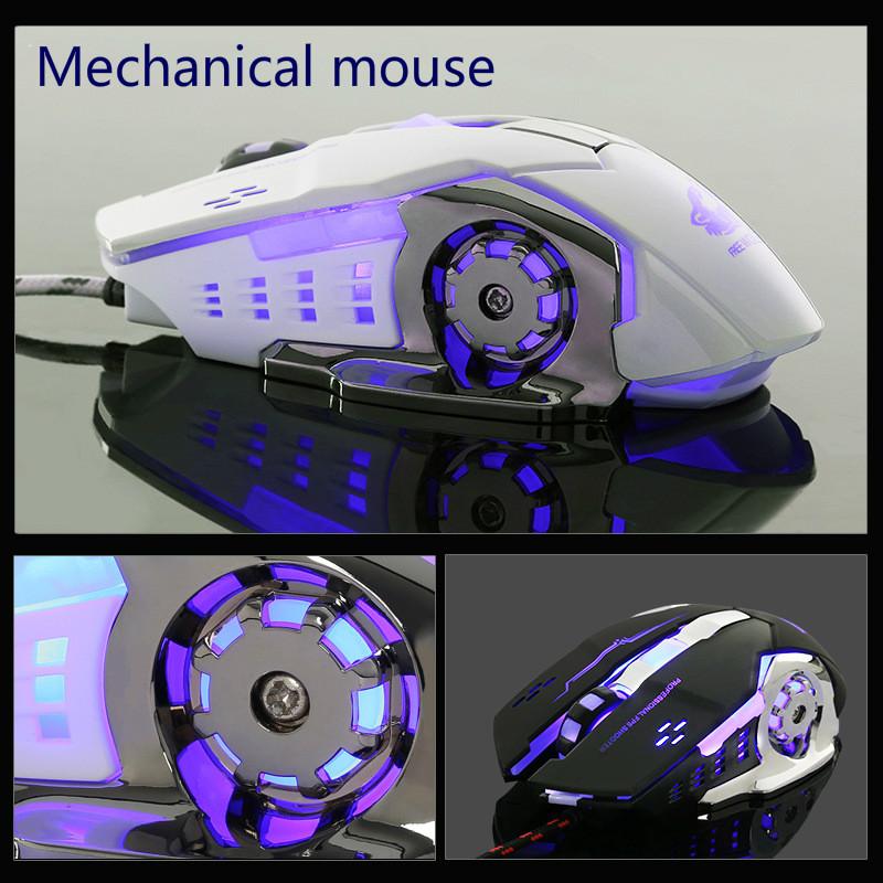4000DPI Cơ Khí Chuyên Nghiệp Chơi Game Dây Tắt Tiếng Chiếu Sáng Chuột 6 Phím Dành Cho Máy Tính Laptop Lol Cf E-Thể Thao định Nghĩa Vĩ Mô Chuột
