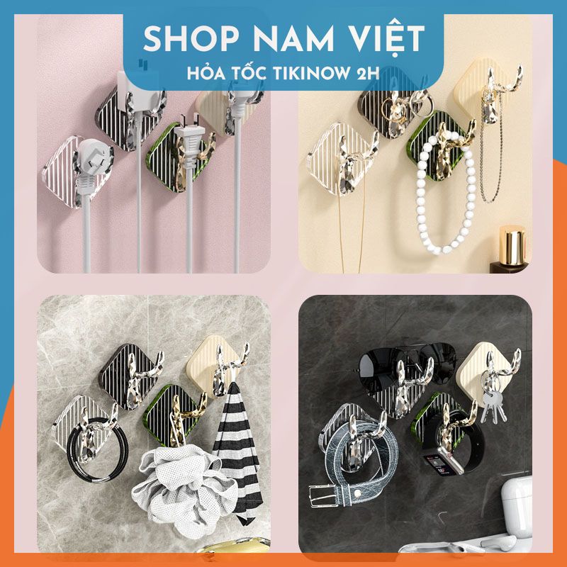 Set 4 Móc dán treo tường hươu pha lê