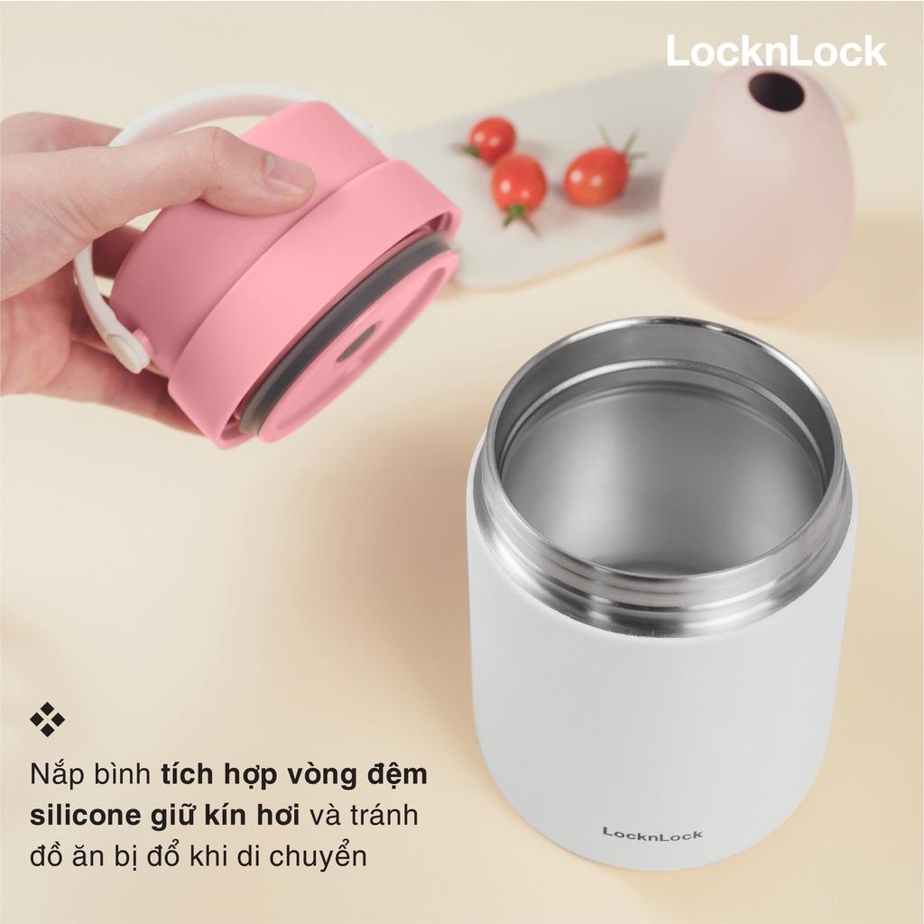 Hộp cơm giữ nhiệt Lock&Lock LHC8042 700ml - Hàng chính hãng, 2 ngăn kèm muỗng inox, có thể ủ cháo cho bé - Hapos