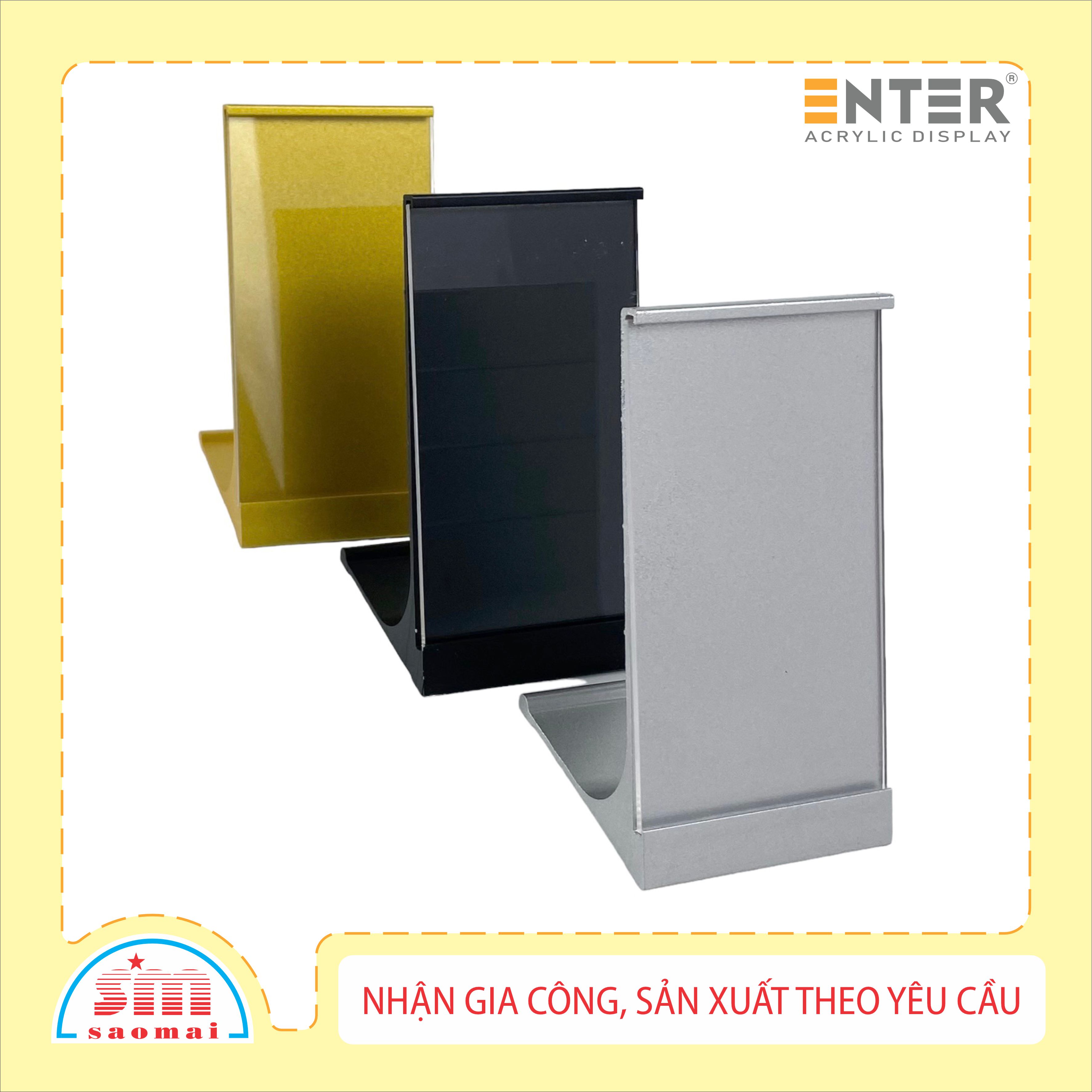 Bảng thông tin để bàn nhôm Enter AL34 55x100mm, Khung thông tin sản phẩm, Khung bảng giá, Kệ trưng bày để bàn