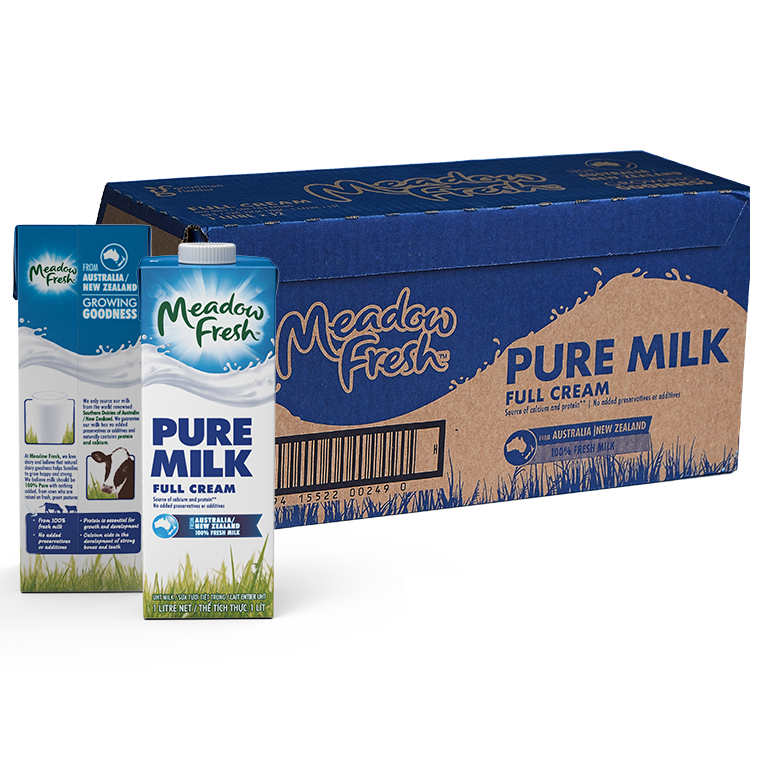 Thùng 12 hộp Sữa tươi tiệt trùng nguyên kem Meadow Fresh 1L hàng New Zealand