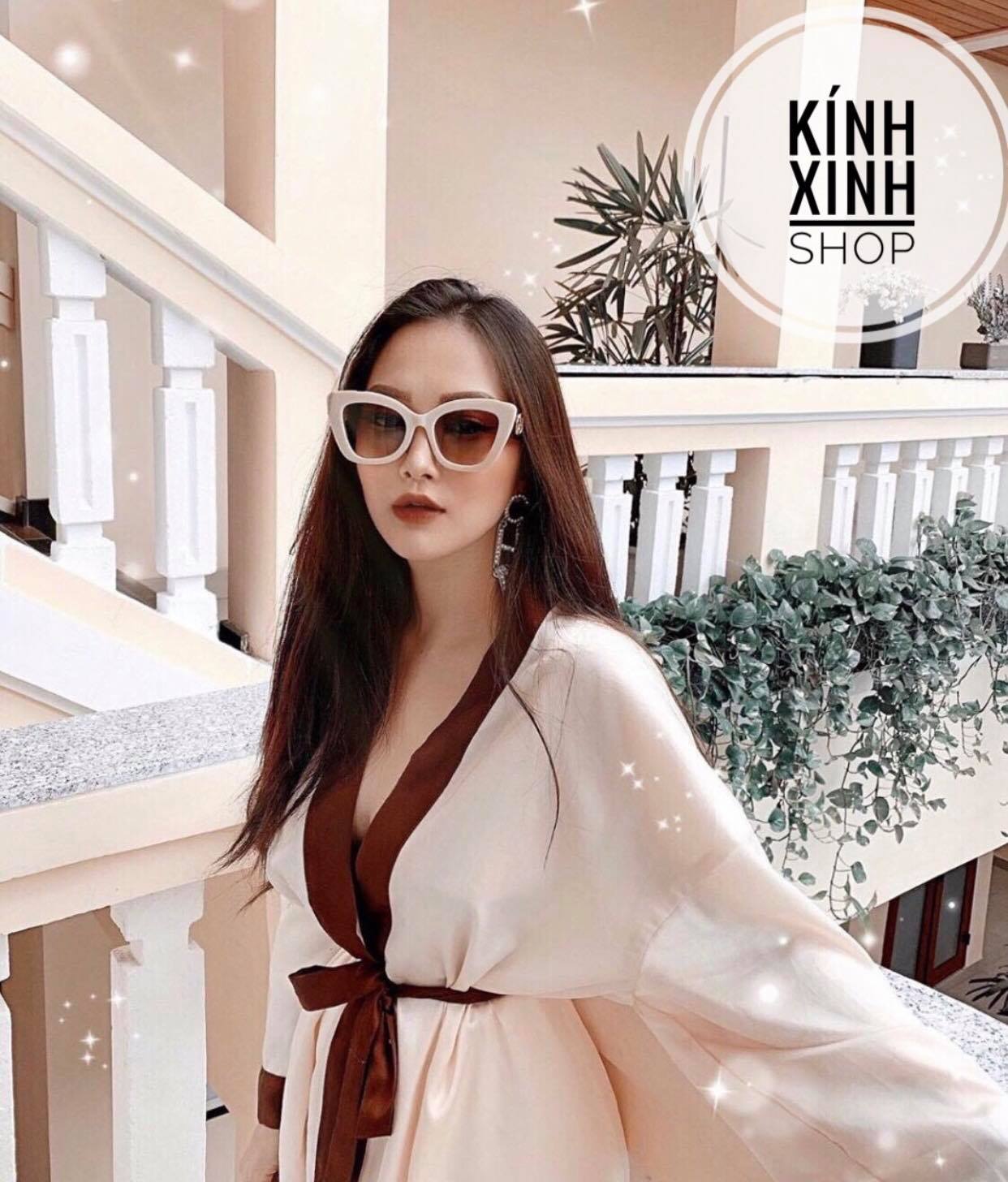 Kính Xinh, Kính râm Mắt mèo thời trang Hàn Quốc cao cấp (Trắng)