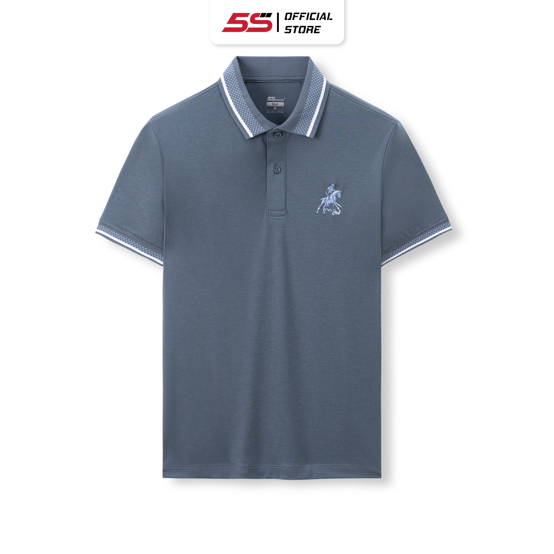 Áo Polo Nam 5S FASHION, Chất Lụa, Thiết Kế Dệt Bo Hiệu Ứng, Thêu Sang Trọng, Lịch Lãm