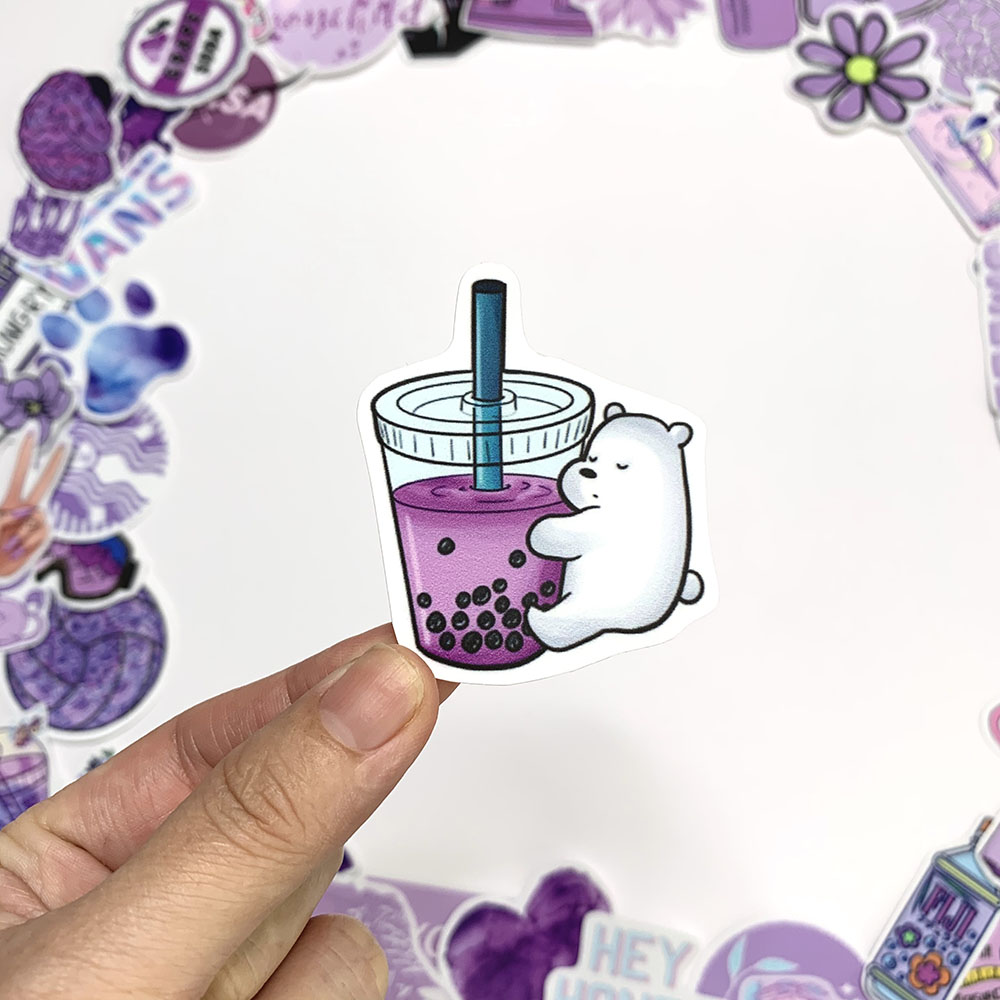 Sticker Tím Pastel Hình Dán Màu Purple Nhạt Decal Trang Trí Chống Nước Chất Lượng Cao