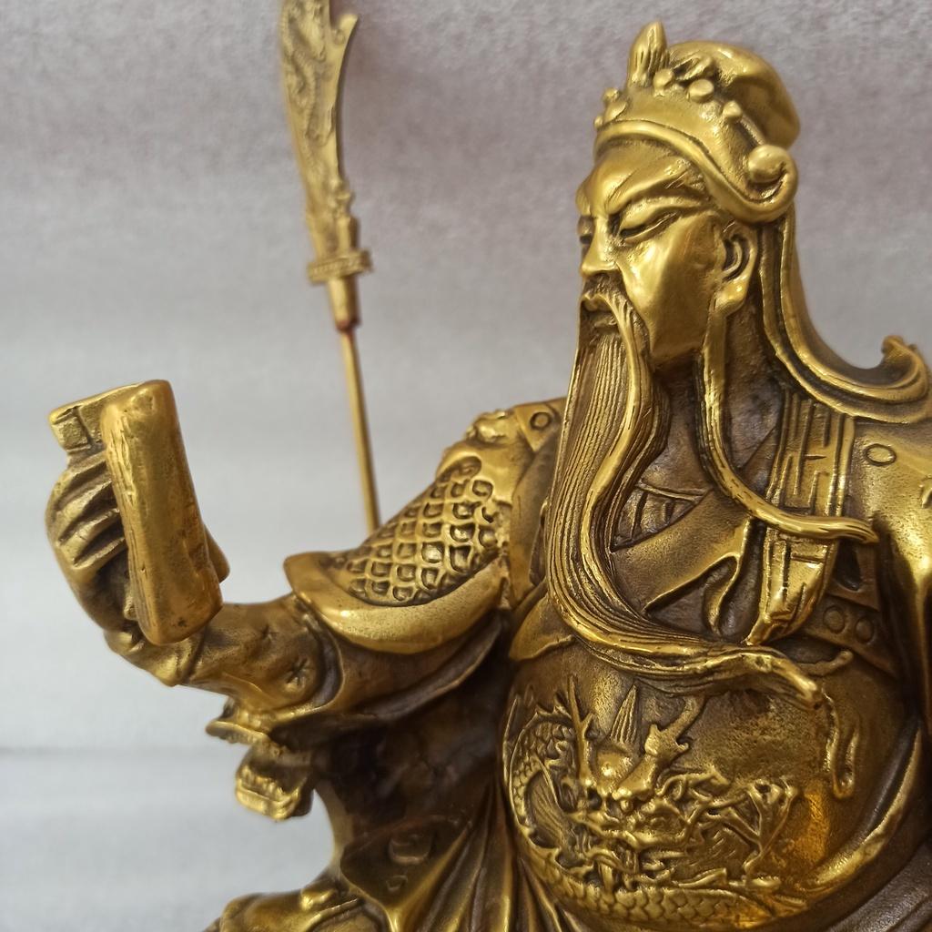 Tượng Quan Công Đọc Sách Bằng Đồng Bày Bàn hóa sát tiểu nhân, Tượng Quan Vân Trường,Nhị Ca bằng đồng