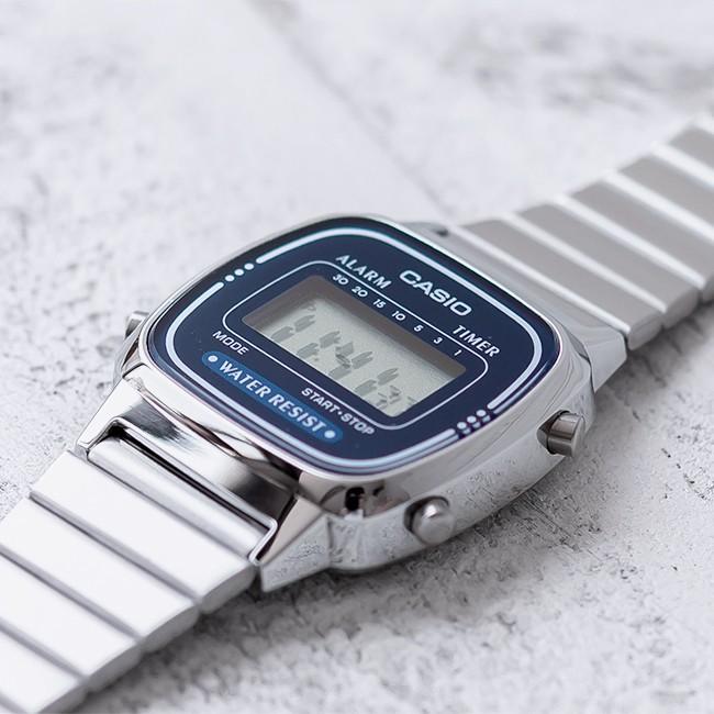 Đồng hồ điện tử nữ CASIO chính hãng LA670W, dây kim loại