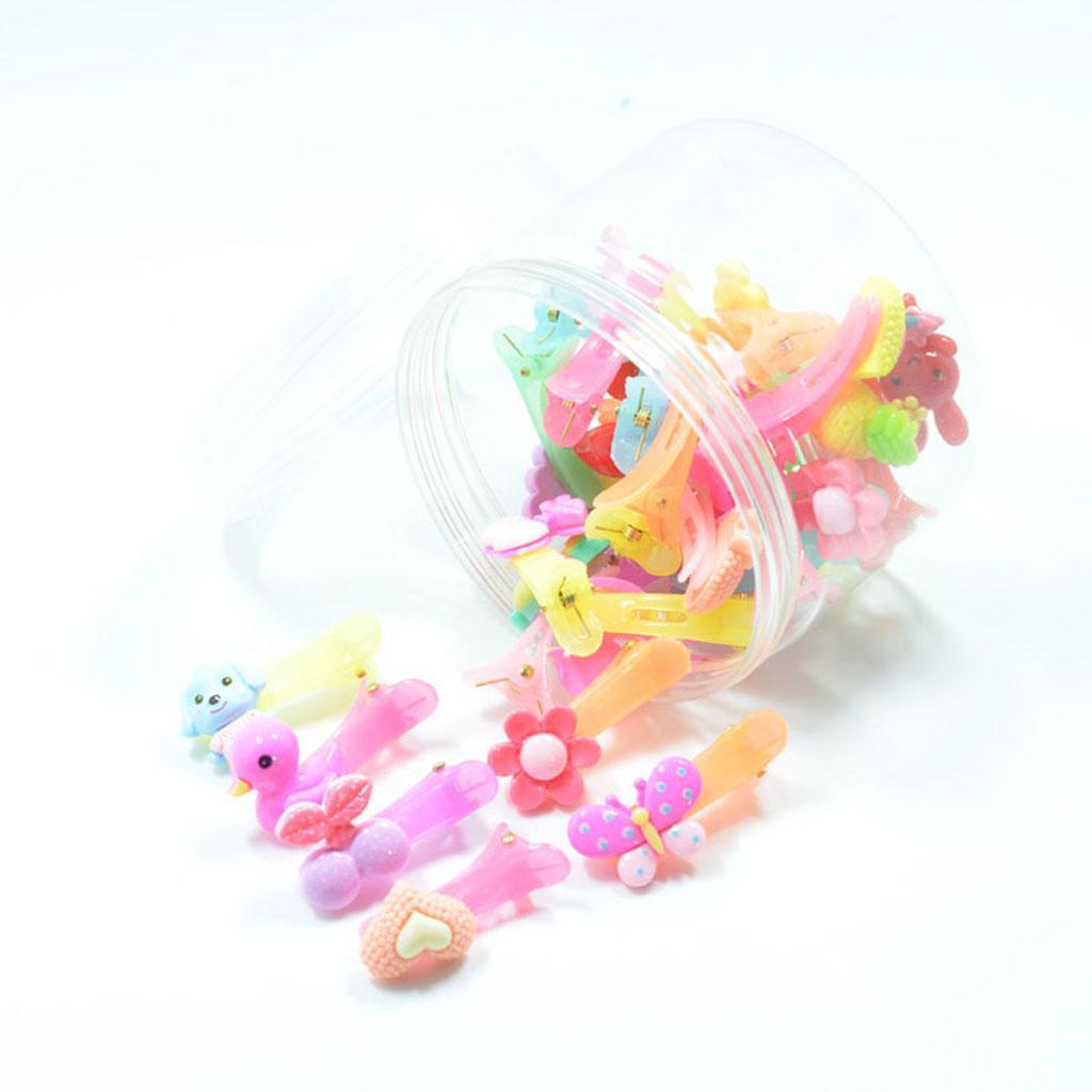30 Pieces Bright Colors Hair Clips No Slip Duck Bill Hair Clips Girls Barrettes with Resin Shapes Decorations for Girls Toddlers Kids Women Accessories (Assorted Colors) Pack in Clear Box