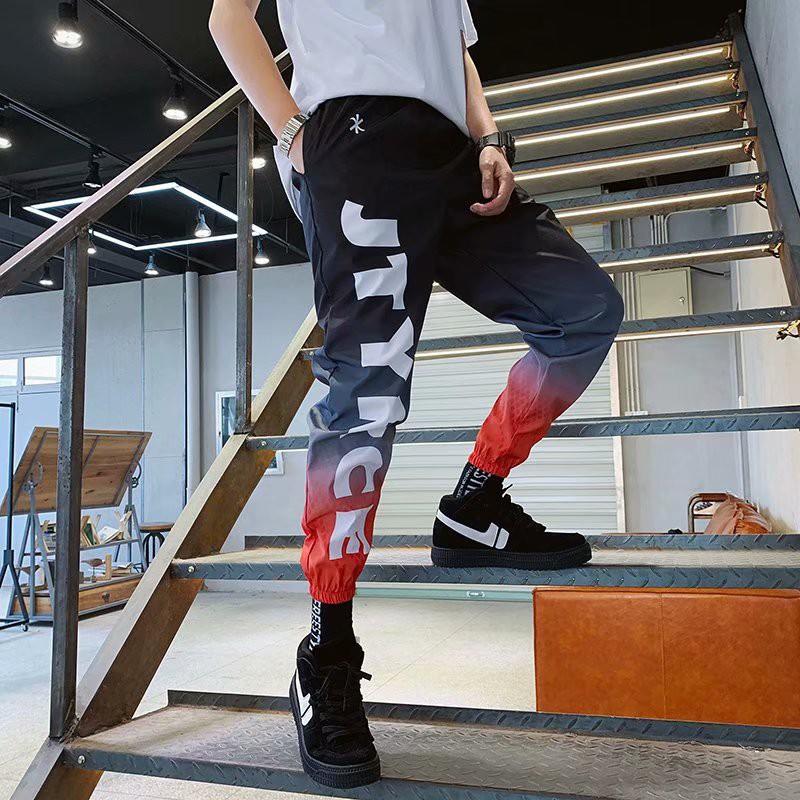 Quần dài ống rộng in chữ phong cách năng động cá tính dành cho nam