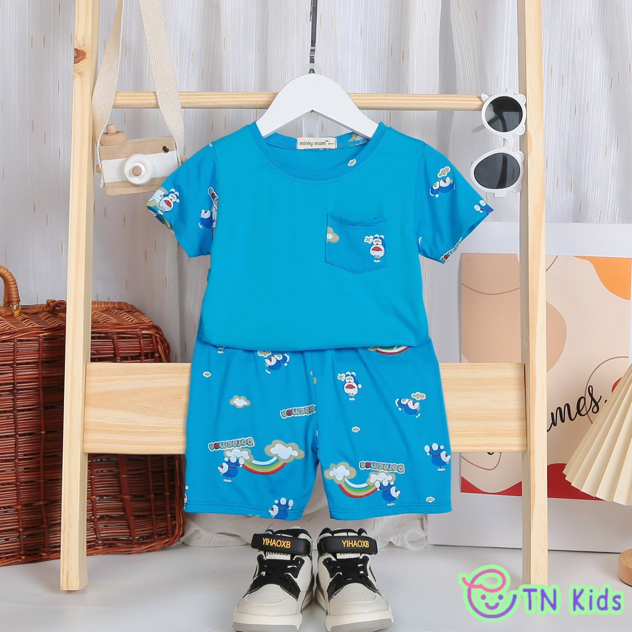 (20-28kg) Bộ Cộc Tay THUN LẠNH MINKY MOM In Hình Toàn Thân Dễ Thương {Hàng chuẩn loại 1