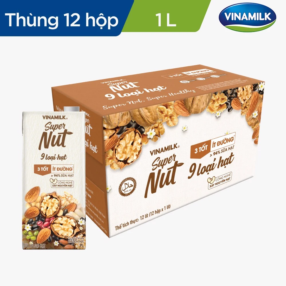 Combo 6 Hộp Sữa 9 loại hạt Vinamilk Super Nut - Hộp 1L